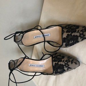 Manolo Blahnik Black Lace Heels